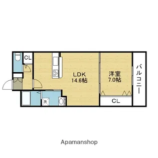 1LDKの間取り画像