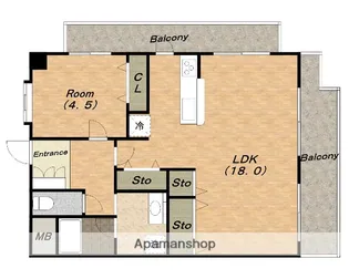 サンフラッツ東平【9階】の間取り