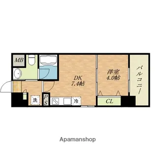 LA CASA 京橋【103号室】の間取り