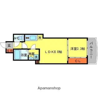 SERENITE谷町CROIX【14階】の間取り