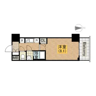 プレサンス谷町九丁目駅前【0606号室】の間取り