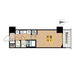 プレサンス谷町九丁目駅前【0202号室】の間取り
