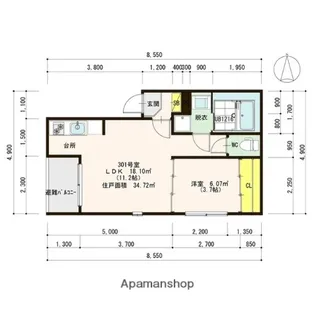 ヴィレッタ城東【301号室号室】の間取り