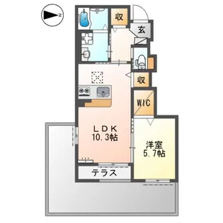 サンハイツ高井田【1階】の間取り