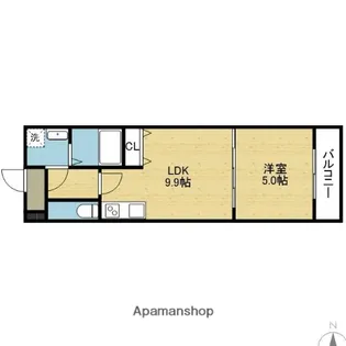 1LDKの間取り画像