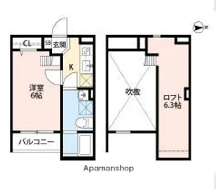 メゾンショコラE【2階】の間取り