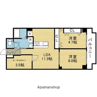 メガロコープ平野2号棟【913号室】の間取り