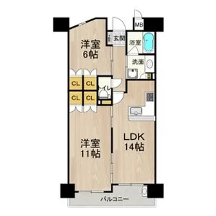 2LDKの間取り画像