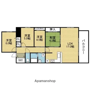 ブランズ巽東【1305号室】の間取り