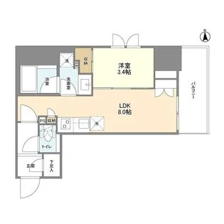 ルフォンプログレ堺筋本町タワーレジデンス【0407号室】の間取り