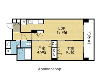 グランドメゾン大阪上本町【204号室】の間取り