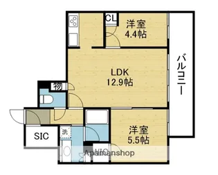 ブランズタワー谷町四丁目【10階号室】の間取り