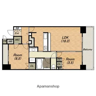 アーバンエース五条公園パル【8階】の間取り