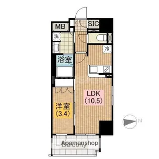 ネベル大阪上本町【15階】の間取り