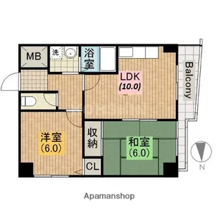 第三西原ハイツ【5階】の間取り