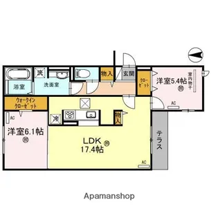 スペチアーレ巽中 B棟【1階】の間取り
