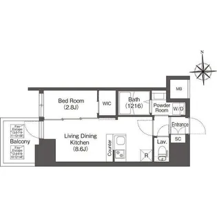 コンフォリア・リヴ北浜平野町【0403号室】の間取り