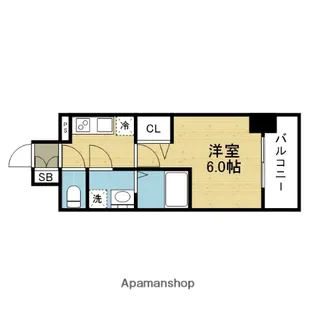 エスリードザ・カレント大阪【7階】の間取り
