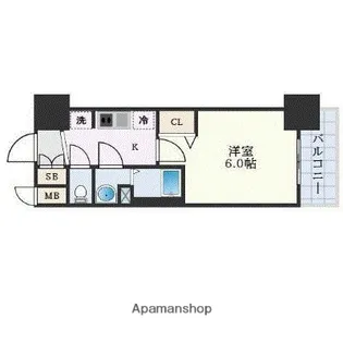 プレサンス長堀通グレイタス【803号室】の間取り