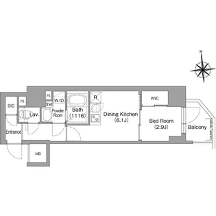 コンフォリア・リヴ谷町九丁目ソルテラス【0804号室】の間取り
