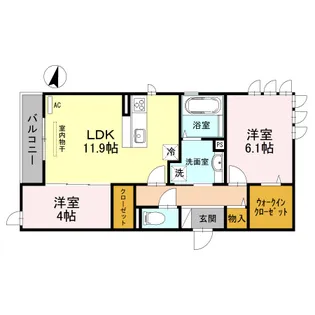 おばつじアイビーコート B棟【305号室】の間取り