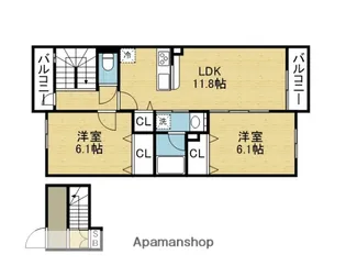 コート・ド・ボーヌ深江南北棟【3階】の間取り