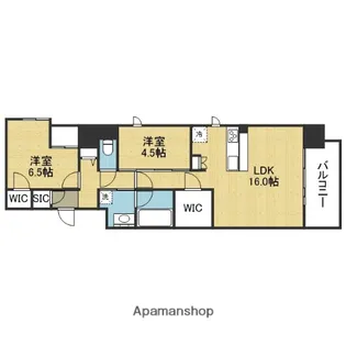スプランディッド本町東DUE【8階】の間取り