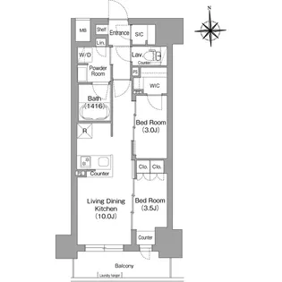コンフォリア・リヴ博労町一丁目Q【12階】の間取り