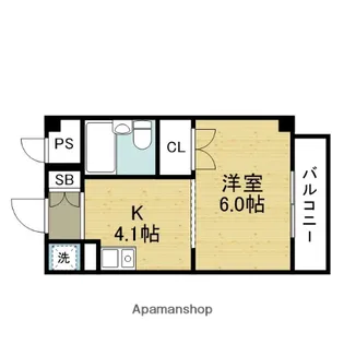ドミール平野【407号室】の間取り