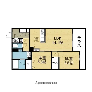 ラ ウェスト【1階】の間取り