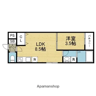 1LDKの間取り画像