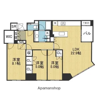 リバーガーデン四天王寺【13階】の間取り