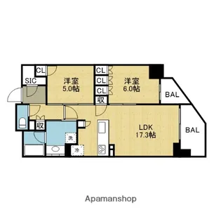 リバーガーデン四天王寺【1612号室】の間取り