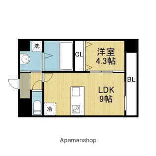 フォーゼ舟橋町【9階】の間取り