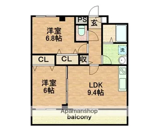 アドバンス松田Ⅱ【3階】の間取り