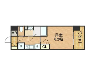 プレサンスタワー北浜【0309号室】の間取り