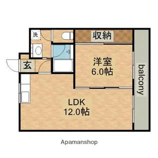 シャンピニヨン岩崎【405号室】の間取り