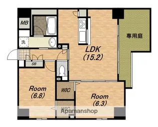 ガーデンコート烏ヶ辻【101号室】の間取り