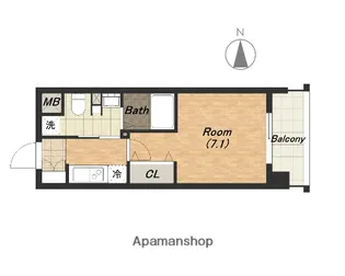 アーバンフラッツ上町【6階】の間取り