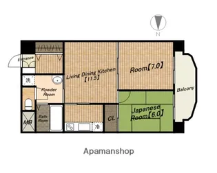 ハピネス上六【602号室】の間取り
