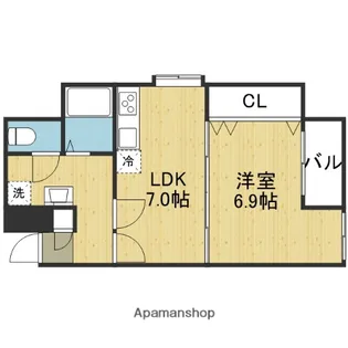 大手通キャッスルヴィラ【7階】の間取り