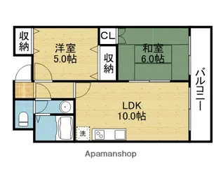 ルポゼ御勝山【606号室】の間取り