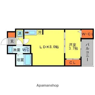 SERENITE北浜【0707号室】の間取り