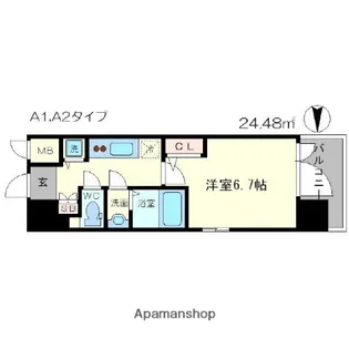 エスリード松屋町SOUTH【0701号室】の間取り