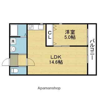 ミワパラディ新今里【1階】の間取り