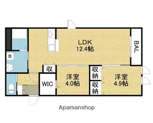 レーヴリゼ新今里【202号室】の間取り