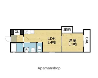 クリエオーレ巽東【1階】の間取り