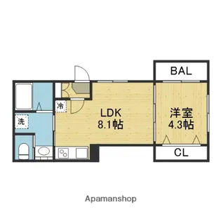 プランドール今里【3階】の間取り