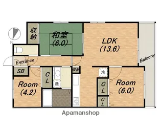 エスリード寺田町【803号室】の間取り