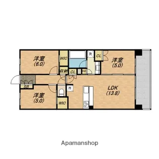 ザ・天王寺レジデンス ガーデン&ビスタ【19階】の間取り